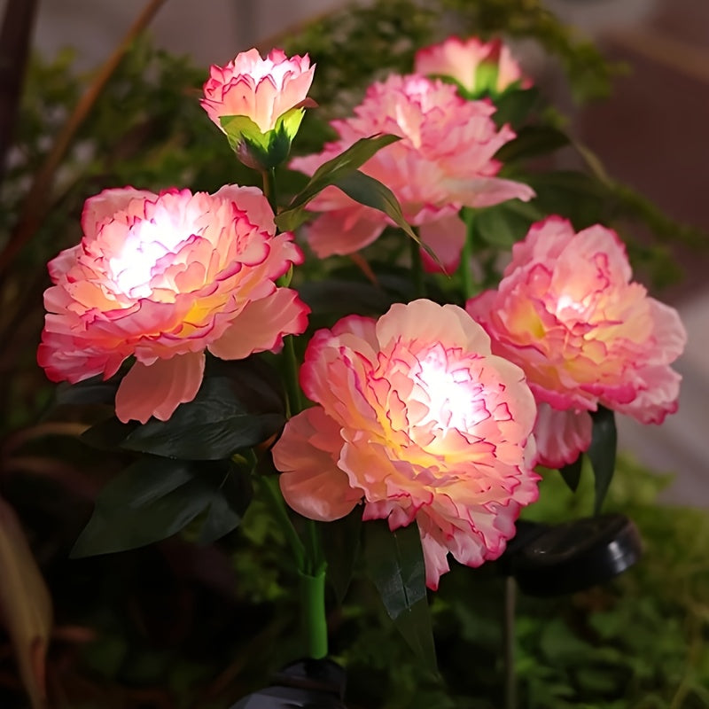 Lámpara Decorativa de Jardín con LED para Patio, Lámpara de Ambiente Impermeable Exterior, Lámpara de Flor Simulada de Peonía Solar para Decoración del Ramadán