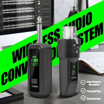 Juego de Transmisor y Receptor sin varillas XLR de Alta Calidad, Sistema de Transmisión 2.4GHz para Micrófonos Dinámicos, Ideal para Mezcladores de Audio y Sistemas PA