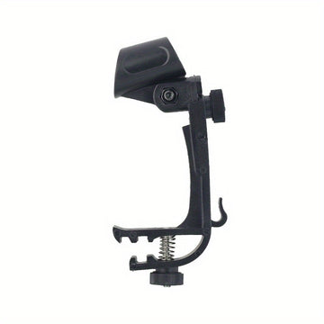 Soporte de micrófono de tambor ajustable y rotativo negro - Soporte de clip de tambor de plástico para montaje de micrófono portátil