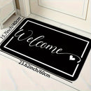 1 pieza de alfombrilla de bienvenida negra con letras blancas - Antideslizante, fácil de limpiar, lavable en máquina, tejido de poliéster, capa de esponja de alta densidad y puntos de PVC para un agarre seguro - Ideal para uso interior/exterior, alfombri