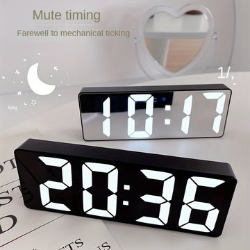 Reloj digital LED moderno con brillo ajustable, pantalla de fecha y temperatura - Reloj despertador rectangular para dormitorio, alimentado por USB, formato 12/24H, decoración para hogar u oficina, diseño contemporáneo, electrónica duradera