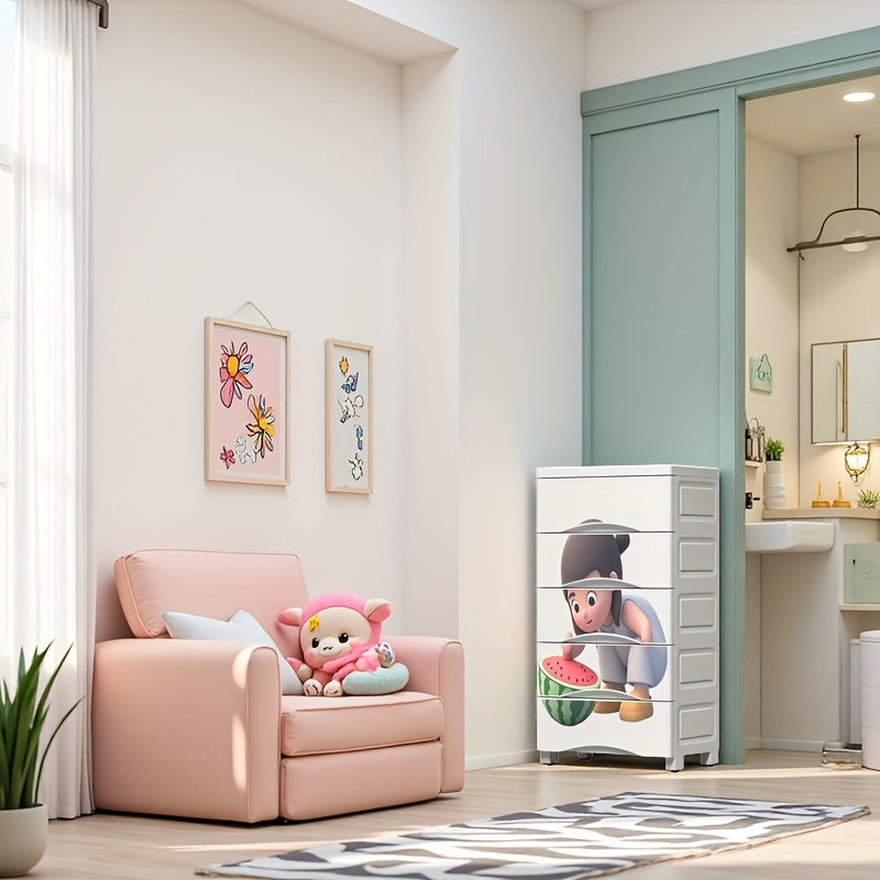 1 estante de almacenamiento con múltiples cajones y ruedas - Organizador de plástico duradero para ropa, snacks, juguetes - Diseño ahorrador de espacio para debajo de la cama y montaje en pared, fácil montaje, organizadores de armarios y almacenamiento