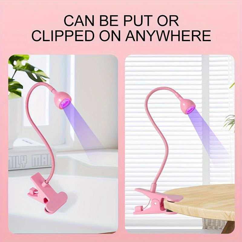 Lámpara de uñas LED alimentada por USB con cuello de ganso flexible - Secador de uñas de luz negra de curado rápido para manicuras y pedicuras, diseño portátil, no necesita batería, herramienta de pedicura | Lámpara de cuello flexible | Luz de curado, uñ