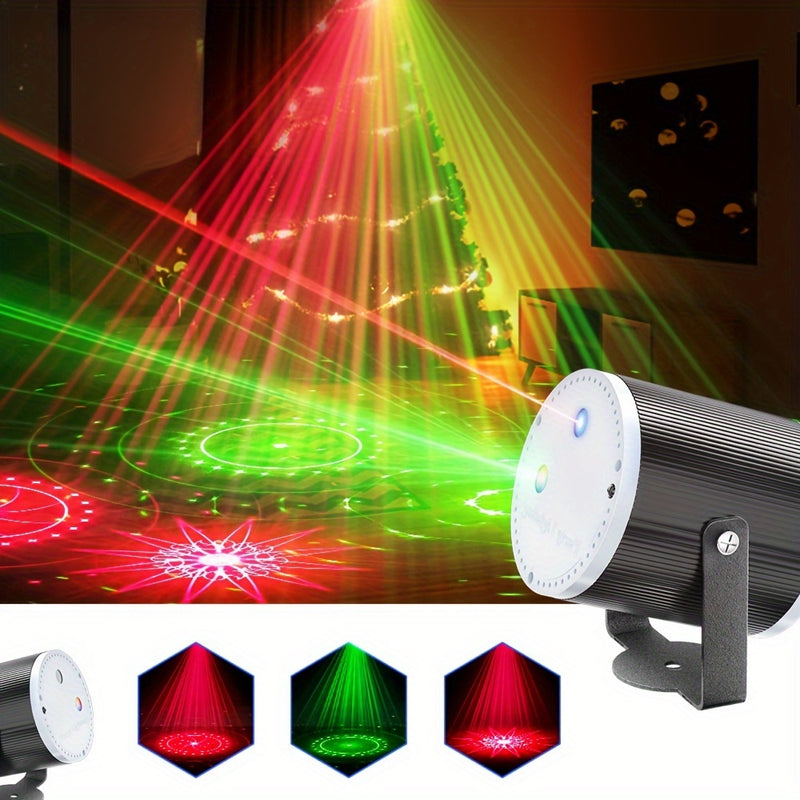 Luz de Fiesta con Alimentación USB y 2 Lentes - Control Remoto, Efectos de Sonido y Gobo para DJ, Discoteca, Escenario, Proyector Estroboscópico - Perfecta para Navidad, San Valentín, Cumpleaños, Boda, Decoración de Bar KTV, Ideal para Navidad