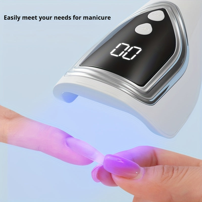 Linterna Portátil para Uñas con Temporizador LCD - Modo Doble 60s/90s, Secador de Gel LED con Carga Rápida USB, Compatible con Todos los Esmaltes y Diseños de Arte en Uñas, Estilo Compacto, Construcción Duradera, Plástico de Alta Calidad, Ideal para Mani