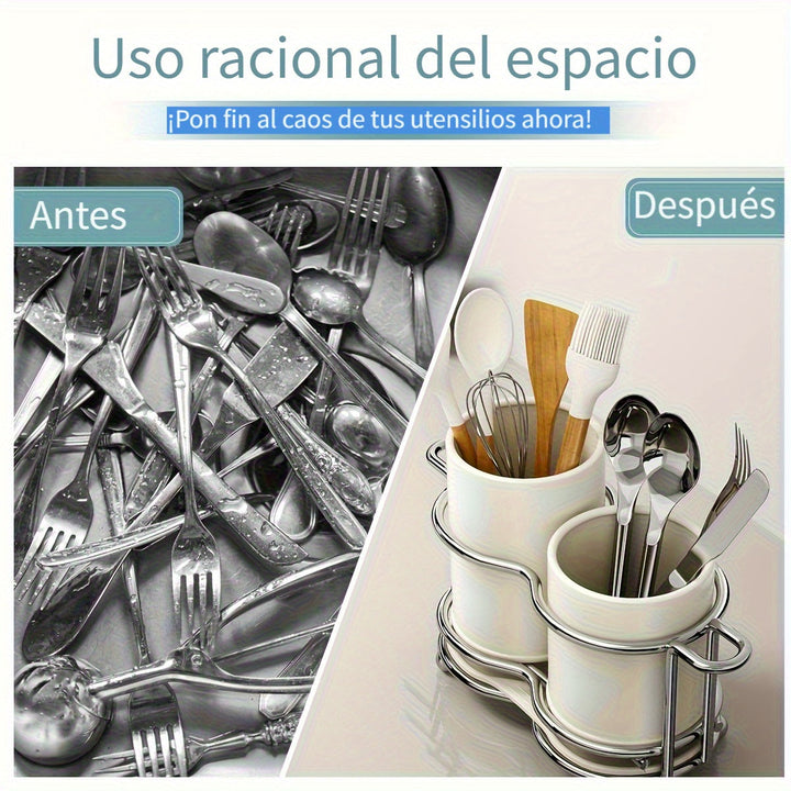 1 pieza, soporte de utensilios, organizador de cocina multiusos para palillos, cucharas, tenedores, cuchillos, almacenamiento de cubiertos para cocina, RV y uso comercial.