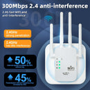 Amplificador de Señal WiFi sin varillas OURLIFE con Router Dual Mode, 300Mbps Velocidad WiFi, Gran Penetración y Cobertura Amplia, Seguridad WPS, Compatible con Smartphones, Tabletas, Laptops, TVs Inteligentes - Extensor de WiFi para Hogar/Oficina/Cafete