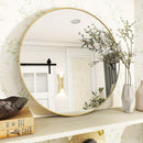 Espejo redondo de tocador de 20 o 60.96 cm con marco metálico negro y dorado, vidrio irrompible, espejo decorativo para pared, ideal para baño, dormitorio, pasillo o sala, regalo perfecto para Navidad o Halloween