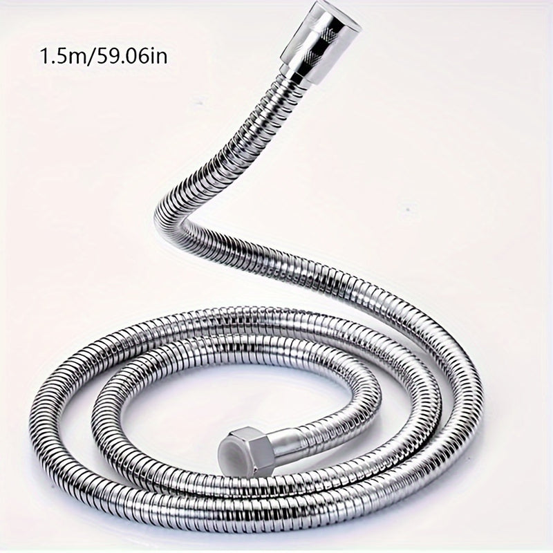 1pc Manguera de Ducha de Acero Inoxidable Flexible - 1.5m/2m/3m, a Prueba de Explosiones con Acabado Metálico Electrochapado, Instalación Fácil en Pared, Forma Redonda - Perfecta para Cabezales de Chorro de Lluvia, Rociador de Ducha