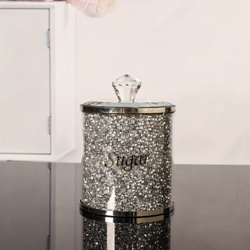 Conjunto de 3 Piezas de Tarros de Vidrio con Diamantes Brillantes para Dulces y Té - Impermeables, Tarros de Almacenamiento Multiusos para Granos de Café, Azúcar y Más, Baúles de Almacenamiento para la Organización del Hogar