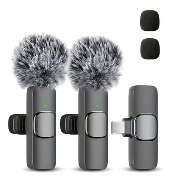 Micrófono Lavalier Inalámbrico Kouzone - Cancelación de ruido, batería de larga duración, USB Tipo C, ideal para streaming y videoconferencias, equipo de audio profesional | Comunicación sin ruido | Construcción duradera