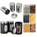 Tarros de Almacenamiento para Cocina, 3 Piezas en Acero Inoxidable con Ventana Transparente - Ideales para Café, Té y Granos - Organizador Redondo Reutilizable con Tapas Abatibles | Solución de Almacenaje Moderna | Utensilios de Cocina Duraderos