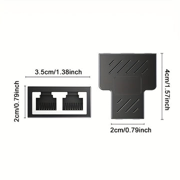 Divisor de red RJ45, conector de red de 2 vías, alimentado por USB, voltaje de funcionamiento ≤36V, extensión de cable de red, sin batería, para uso en hogar y oficina.