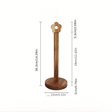 1 unidad de soporte de toalla de papel de cocina de madera rústica, diseño de montaje vertical a ras, soporte de almacenamiento de película sin taladro, organizador de encimera
