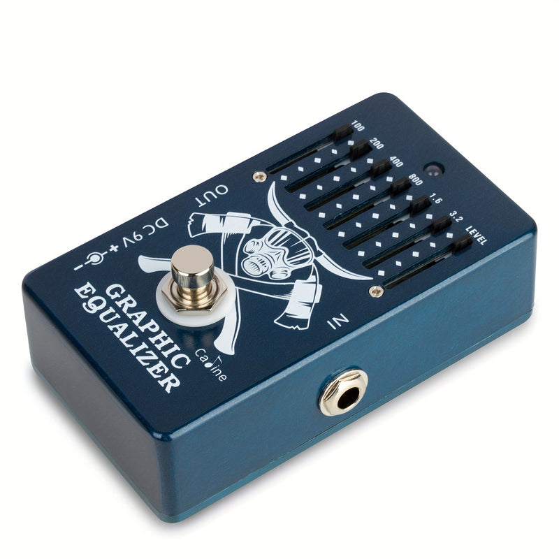 Pedal de Guitarra AHAJII Caline CP-71 EQ 6 Bandas - True Bypass, Diseño Gráfico Azul en Aleación de Aluminio con Cabeza de Toro, 9V DC Centro Negativo, 6 Bandas de Frecuencia Ajustables (100Hz-3.2kHz), Efectos para Guitarra Eléctrica, Pedal Multi-Efectos