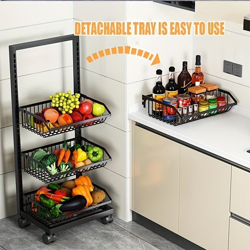 Carro de Acero Inoxidable Resistente con Ruedas Antideslizantes y Freno, Sin Necesidad de Montaje - Diseño Compacto para Cocina, Oficina o Almacén - Ideal para Hogar y Uso Comercial - HEART LEAF, Construcción Robusta, Duradero, Almacenamiento Móvil, Pers