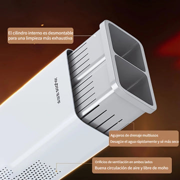 1 contenedor de plástico versátil para utensilios de cocina, con bandeja de goteo desmontable, ideal para guardar cubiertos, cucharas, tenedores y palillos en la encimera del hogar