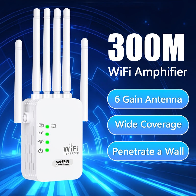Amplificador de señal WiFi regulado por EE. UU., extensor de WiFi con 6 antenas de 360°, compatible con WIFI6, puerto Ethernet, cobertura de hasta 11000 pies cuadrados, adecuado para más de 35 dispositivos.