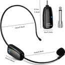 Auriculares con Micrófono Inalámbrico Recargable - Micrófono de Mano 2-en-1 con Receptor UHF para Sistemas de PA, Ideal para Discursos Públicos y Enseñanza, Carga USB Tipo-C