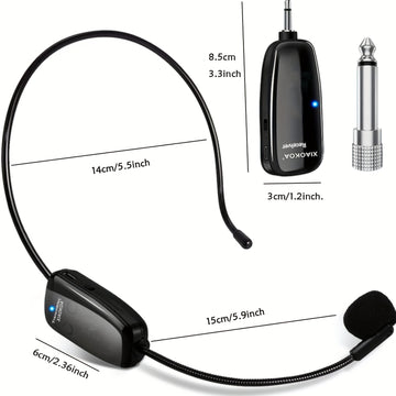 Auriculares con Micrófono Inalámbrico Recargable - Micrófono de Mano 2-en-1 con Receptor UHF para Sistemas de PA, Ideal para Discursos Públicos y Enseñanza, Carga USB Tipo-C