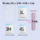 Juego de 11 bolsas de almacenamiento al vacío con bomba manual rosa, especial para guardar ropa de invierno, bolsas plásticas rectangulares multifuncionales con cierre de cremallera, ideales para viajes, campamentos, mudanzas y organización del hogar o c