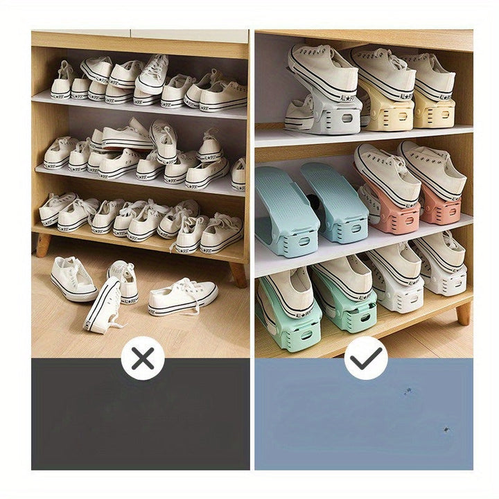 12 piezas de estantería de zapatos moderna y sencilla, estantería de almacenamiento ajustable de doble capa, diseño integrado, no requiere ensamblaje, uso versátil en habitaciones, material plástico duradero, organización de almacenamiento de zapatos.