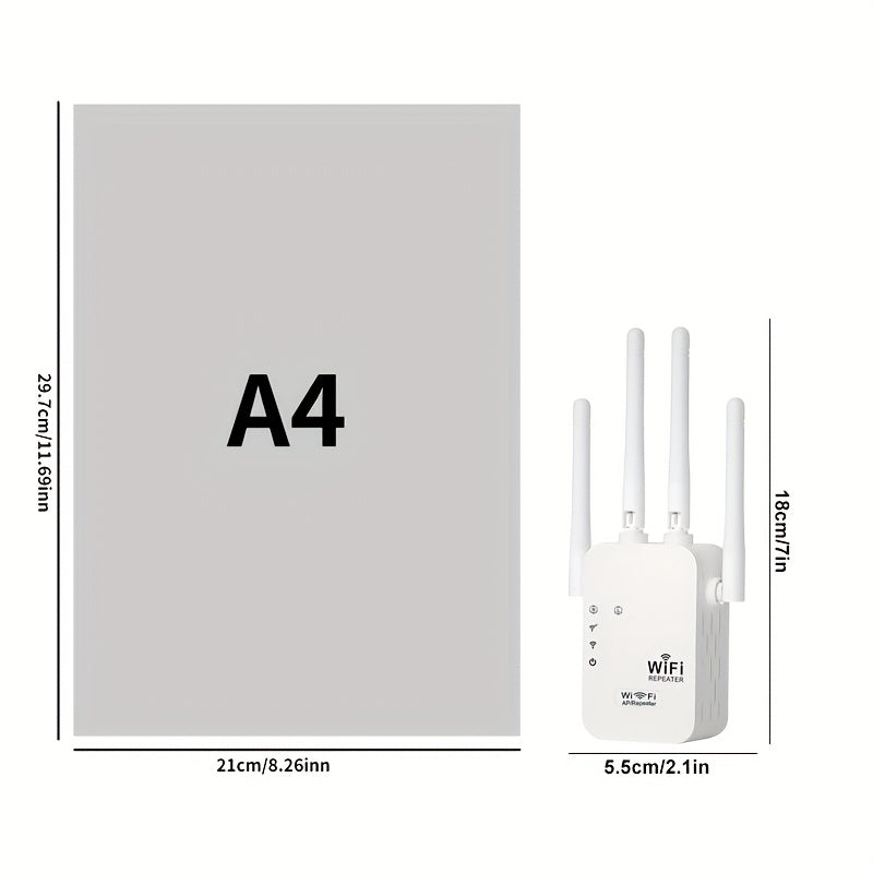 Repetidor de señal Wi-Fi, amplificador de red doméstica, cobertura estable en toda la casa, compatible con 2.4GHz y sistema WIFI6, enchufar y listo, sistema de 4 antenas, extensión fácil del WiFi, ideal para oficinas y cafeterías