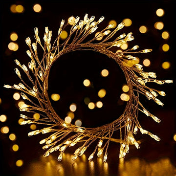 1 pieza, Luz Cálida de Fuegos Artificiales con 100 LED, Cadena de Luces con Cable USB y Alambre de Cobre, Luces de Fuegos Artificiales para Fiesta Interior, Navidad, Árbol de Navidad, para Acción de Gracias