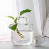 [Jarrón nórdico elegante] Jarrón de vidrio estilo nórdico elegante con asa, transparente, decoración versátil para sala, ideal para flores frescas y secas, sin necesidad de electricidad