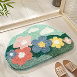 Alfombra de Baño Floral Extra Suave y Absorbente, Antideslizante y Cómoda de Poliéster para Suelo, Lavabo, Bañera, Ducha - Ideal para Decoración de Primavera y Regalo de Navidad, Decoración Navideña