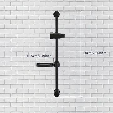 Riel de Ducha Ajustable de Acero Inoxidable con Soporte para Cabezal de Ducha Manual - Barra Deslizante de Baño de 600mm, Diseño Montado en la Pared para Configuraciones Flexibles de Altura, Acabado Metálico , Organización del Duche | Ducha Montada en la
