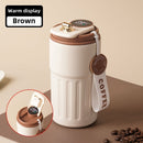 Termo de Acero Inoxidable Portátil con Pantalla LED Inteligente para Bebidas Calientes y Frías de 450 ml (15.5 oz), Vaso Aislado con Termómetro Digital, Taza de Viaje Moderna e Isolada, Térmico para Café