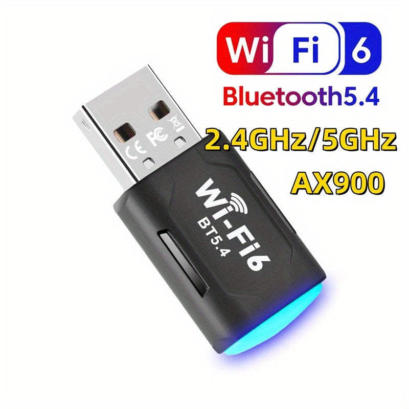 Adaptador sin varillas USB AX900 Wifi 6 2en1 Banda Dual 5.4GHz/2.4GHz para PC con Señal Estable