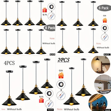 2/3/4/6/8 piezas de candelabro industrial E27/E26 base, luces colgantes retro antiguas, iluminación para el hogar y la cocina, luz de poste