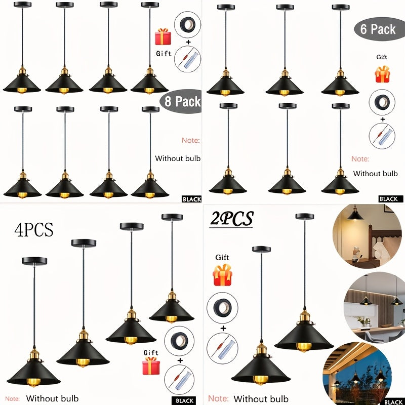 2/3/4/6/8 piezas de candelabro industrial E27/E26 base, luces colgantes retro antiguas, iluminación para el hogar y la cocina, luz de poste