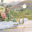 1 SET de números de mesa de boda de acrílico del 1 al 10 con soporte 10 x 15cm Números dorados elegantes Acrílico grueso y duradero Indicador de número de mesa adecuado para recepción, cumpleaños, aniversarios, decoración de centro de mesa de bodas, etc.
