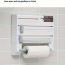 Organizador de cocina de pared 6 en 1 - Dispensador de papel de aluminio multifuncional con soporte de papel, almacenamiento de encimera que ahorra espacio para toallas de papel, servilletas y más, instalación fácil, diseño duradero