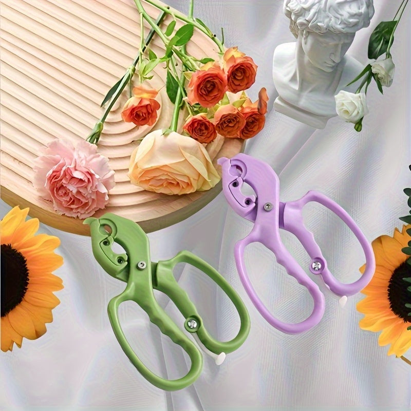 Tenazas de Jardinería y Flores 2 en 1 - Cuchillas Afiladas con Empuñadura Antideslizante, Tijeras Profesionales para Arreglos Florales y Cuidado del Césped - Corta Plantas Manual para Uso Doméstico y Comercial (Verde Vibrante o Morado) - Regalo Ideal par