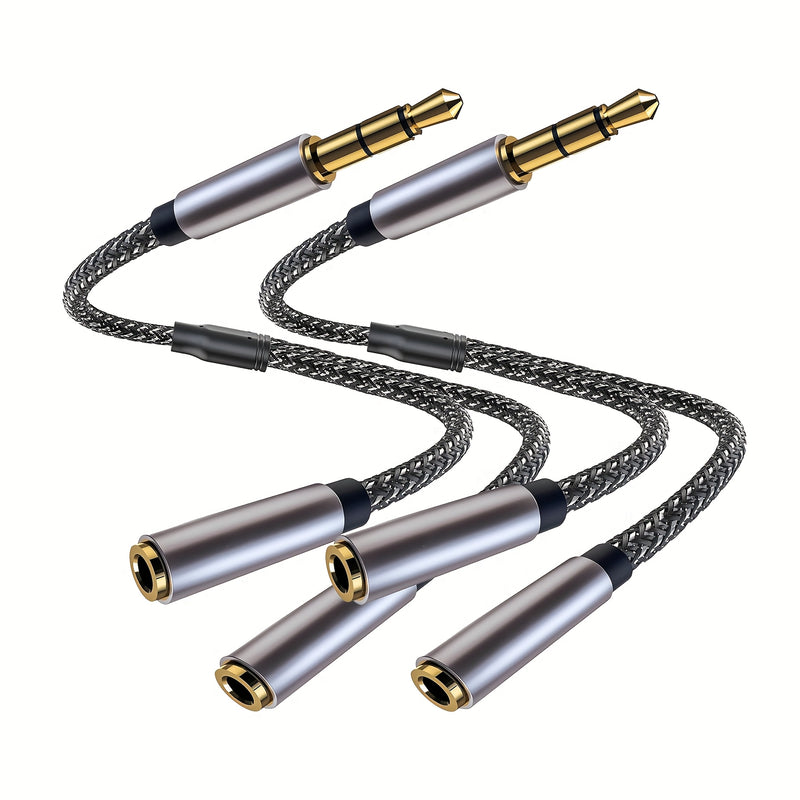 Divisor de auriculares 1 a 2, cable de extensión auxiliar estéreo de audio 3,5 mm con enchufes de auriculares dobles, compatible con auriculares para for iphone, for Samsung, for iPad y tabletas, en negro.