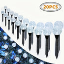 20pcs Luces de Jardín Solares con Cristales, Luces para Césped Exterior con 8 Modos de Iluminación, Apagado Automático Diurno y Encendido Nocturno para Verano, Camping, Navidad, Boda, Decoraciones de Camino de Cumpleaños