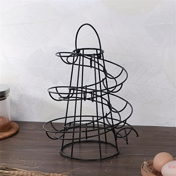 Portahuevos de acero inoxidable negro moderno - Organizador de cocina ahorrador de espacio para huevos