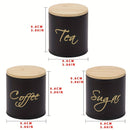 Juego de 3 tarros con tapa de bambú metálica sellados para café, dulces, té, botella de cocina y contenedor de alimentos para fiestas al aire libre