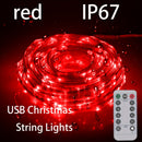 Luces de cadena LED alimentadas por USB con control remoto - Resistente al agua, velocidad de parpadeo ajustable, versátiles para ambiente festivo, decoración de patio y jardín - 4.88/15.24/30.48/50.29 metros Luces de hada de Navidad rojas