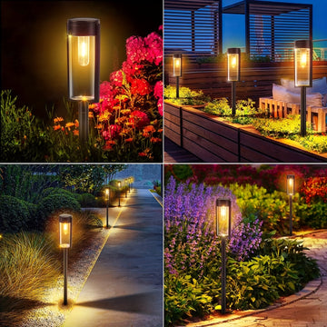 Luces solares para exteriores LED, lámpara de filamento redonda, adecuadas para patio, jardín, sendero, iluminación de paisaje, luces decorativas, luces de césped, luces con enchufe, decoraciones de Halloween, Navidad y fiestas 2/4/6 piezas