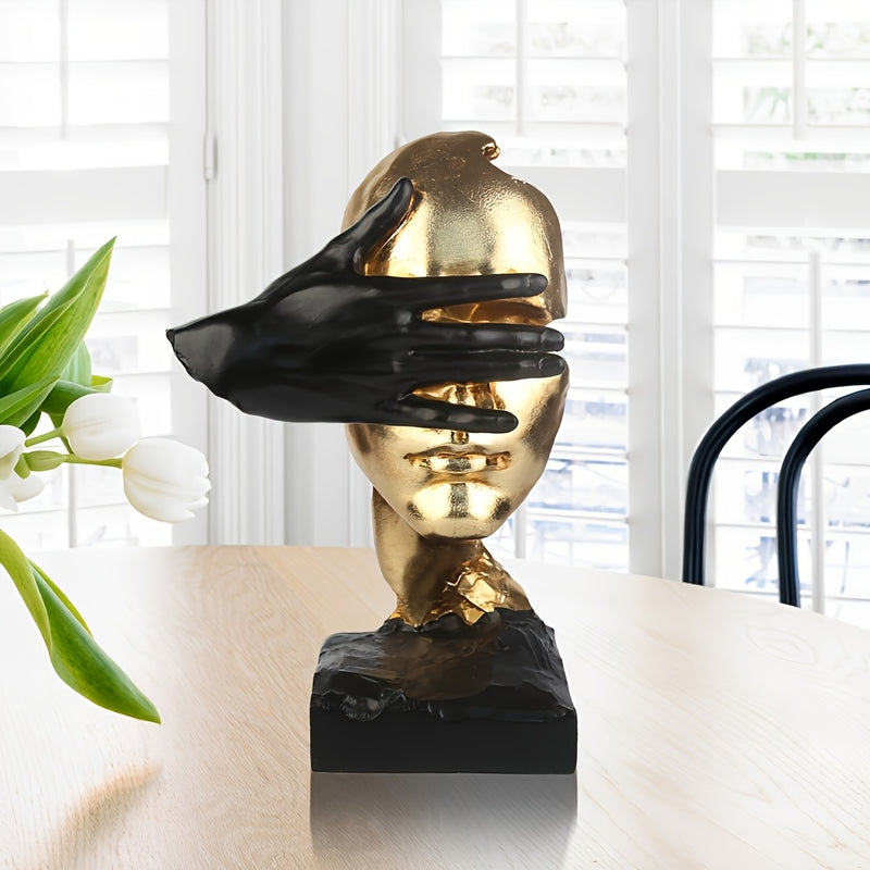 Elegante escultura abstracta negra y dorada - Arte de pared moderno para sala de estar, oficina o decoración de bar | Regalo ideal para el Día de San Valentín, el Día del Padre, el Día de la Madre