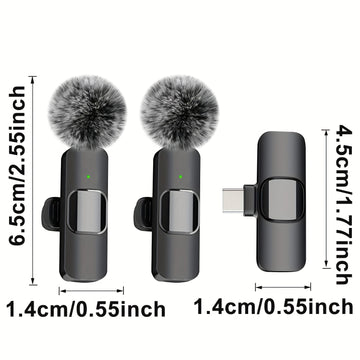 Micrófono sin varillas para Teléfono, Android, Cámara, Micrófono USB-C, Micrófono de Solapa sin varillas, Micrófono Mini, Micrófono con Cancelación de Ruido para Entrevistas, Vídeos y Podcasts
