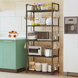 Estante de almacenamiento multiusos, organizador independiente de metal y plástico duradero, para cocina, baño y sala de estar, con microondas, libros y pequeños electrodomésticos.