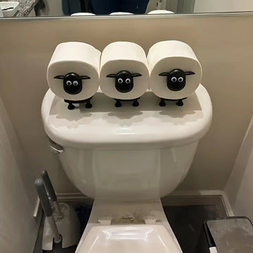 1 pieza, soporte de papel higiénico de oveja linda impresa en 3D - Diseño de oveja negra y blanca encantador, soporte de toallas de baño, perfecto para el Día de San Valentín y el Día de las Brujas, decoración de baño y accesorios.