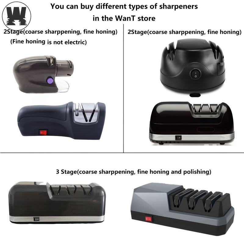 WANVOAPLS Afilador Eléctrico Profesional de Cuchillos 20 Grados, 2 Etapas para Afilar y Pulir en Cocina, Accesorios de Cocina