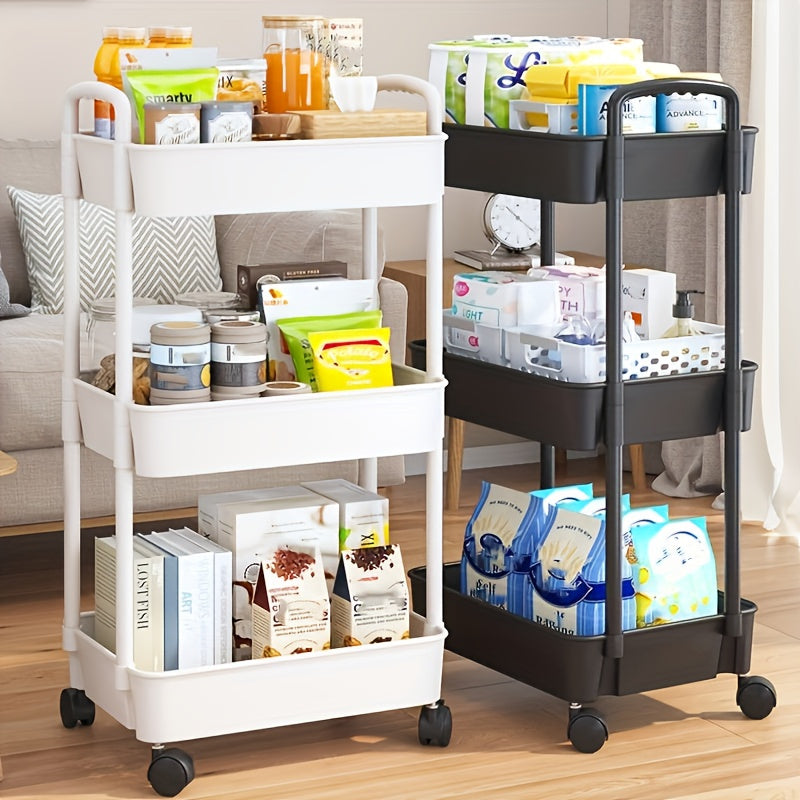 Almacenamiento Multinivel de Plástico Duradero, Fácil de Mover - Ideal para Cocina, Baño y Dormitorio - Blanco